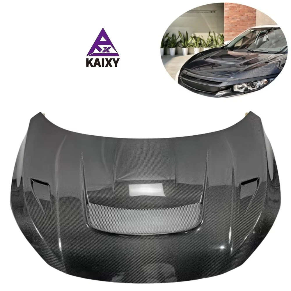 New VAR Style Carbon Fiber Mesh Hood with Screws for for Type R FK8 Screw-On Bonnet