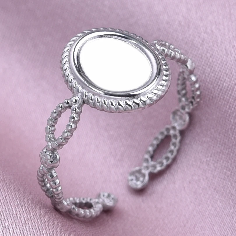 6Pcs Classic Stainless Steel Oval Peach Heart Water Drop Silver Color Rings Blank Tray Base Diy Making Rings Inlay Jewelry