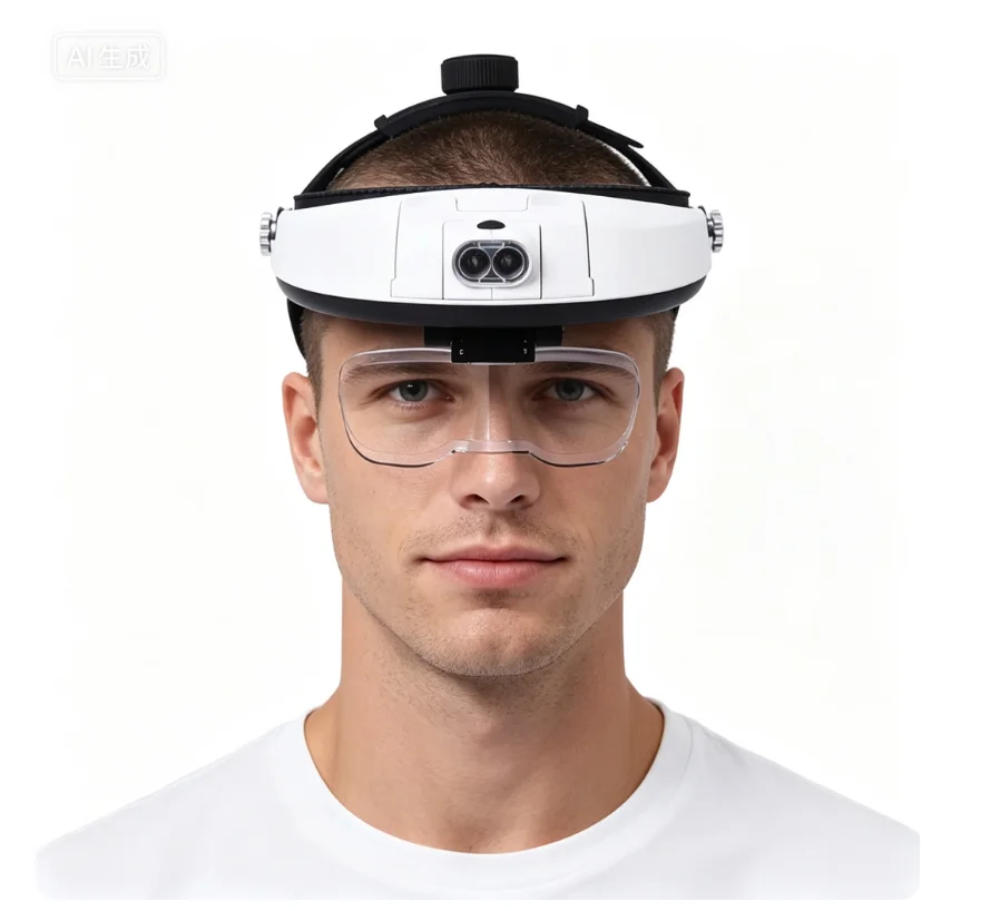 LED Headband Magnifier Helmet Hands Free Magnifying Glass 1X-3.5X Interchangeable Lenses For Watch Repair Jewelry Reading