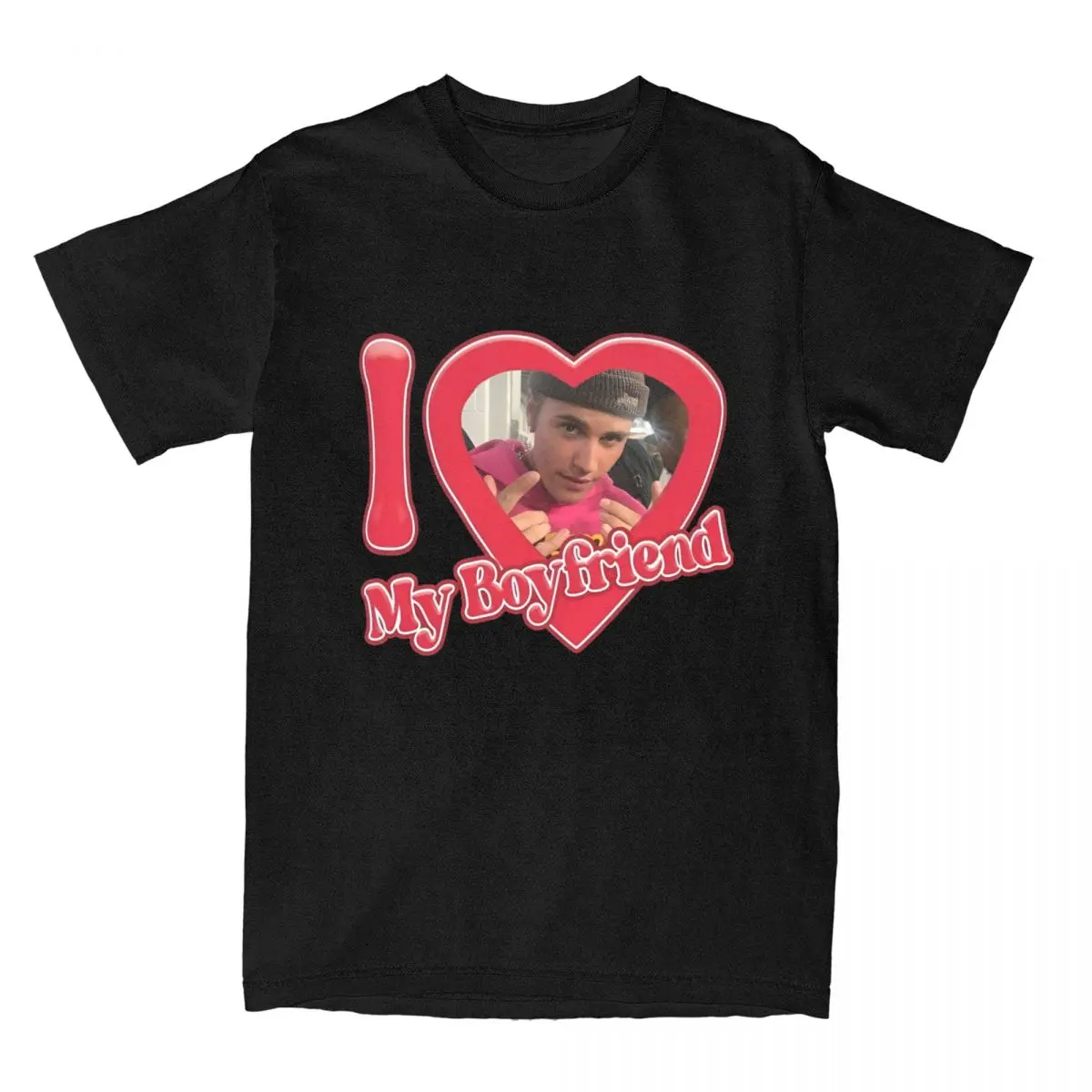 I Love My Boyfriend Justin Biebers T-Shirt Men Singer Y2K Funny Pure Cotton T-Shirts Summer Fashion Tee Shirt Oversized Clothing