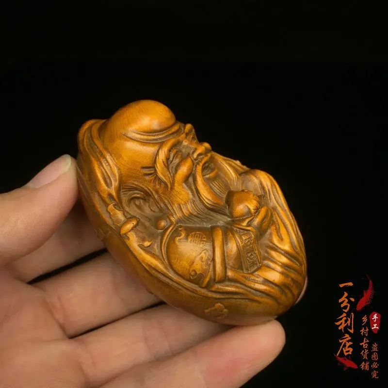 Hand Carved Wood Longevity star grandpa Statue Figurine Desktop Ornaments Home Decoration