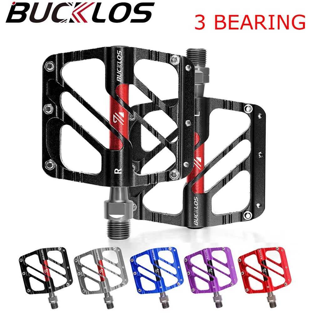 BUCKLOS Mtb Bicycle Pedals 3 Sealed Bearing Road Mountain Bike Pedals Non-slip Bicycle Platform Pedal for 9/16 Bike Part