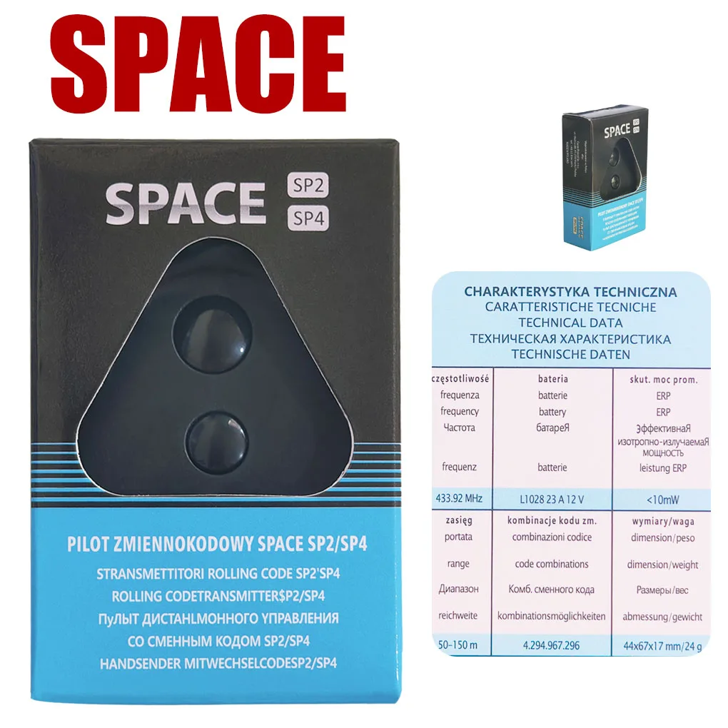 SPACE SP2 SP4 433.92 MHz Garage Door Wireless Remote Control Transmitter Dynamic Code Garage Remote Control