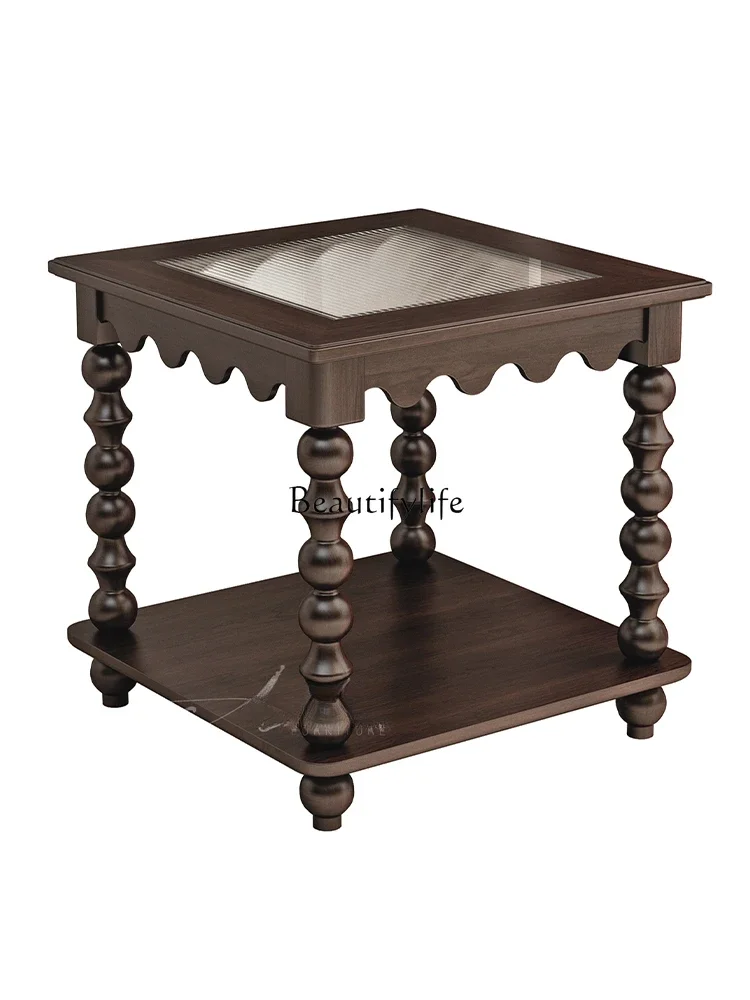 French light luxury retro pure solid wood living room sofa side cabinet simple home American style side few