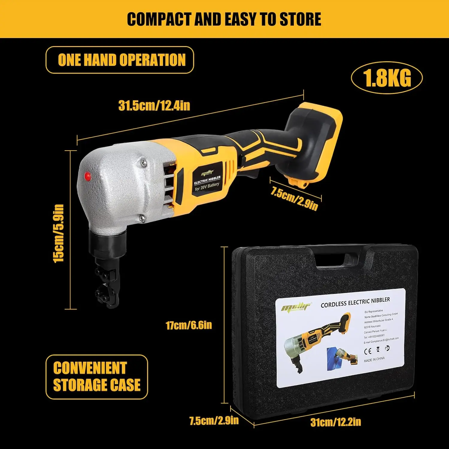 Cordless Brushless Nibbler,Sheet Metal Cutter,18 Gauge Metal Shears,  Compatible with DeWalt 20V,Metal Cutter,Auto body shears