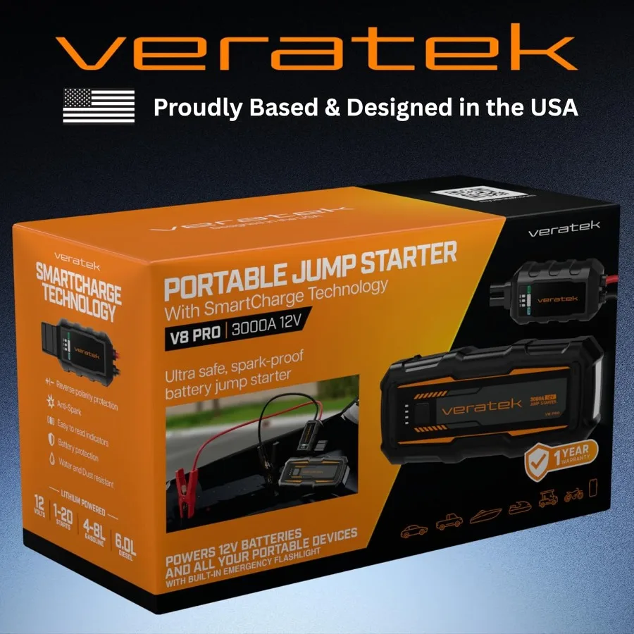 V8 Pro 3000A بطارية السيارة الانتقال كاتب المحمولة لمحركات الديزل 8.0L الغاز 6.0L 12 فولت بطارية ليثيوم الداعم مع SmartCharge Sa