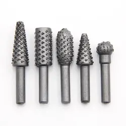 5pc Silver Woodworking Wolf Tooth Stick Rotary File DIY Grinding Tool Accessories Set Electric Grinding Head Tools