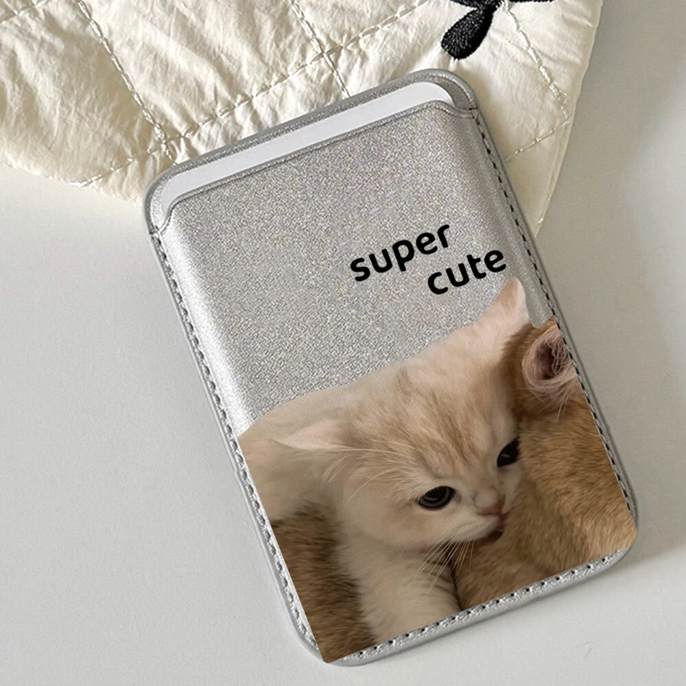 Paar-Kätzchen-Design Leder-Kartenhalter INS Geldbörse Telefonkartenhalter für Magnetische Hülle Geeignet für alle iPhone Magsafe Karten-Handytaschen – Detail 1