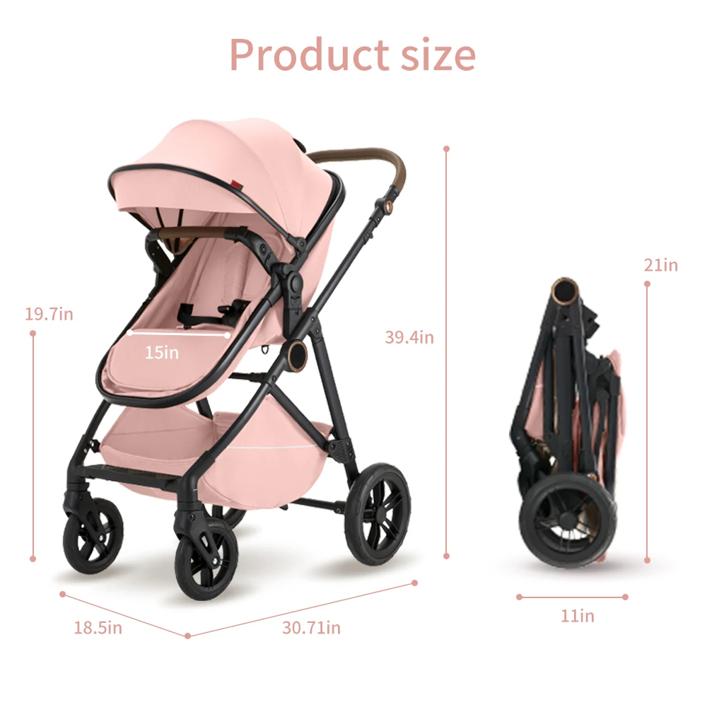 2-in-1 Hochwertiger Reversibler Kinderwagen mit Geschenk-Mamatasche Vielseitiger Säuglingsbuggy für Komfortables Fahrerlebnis – Detail 7