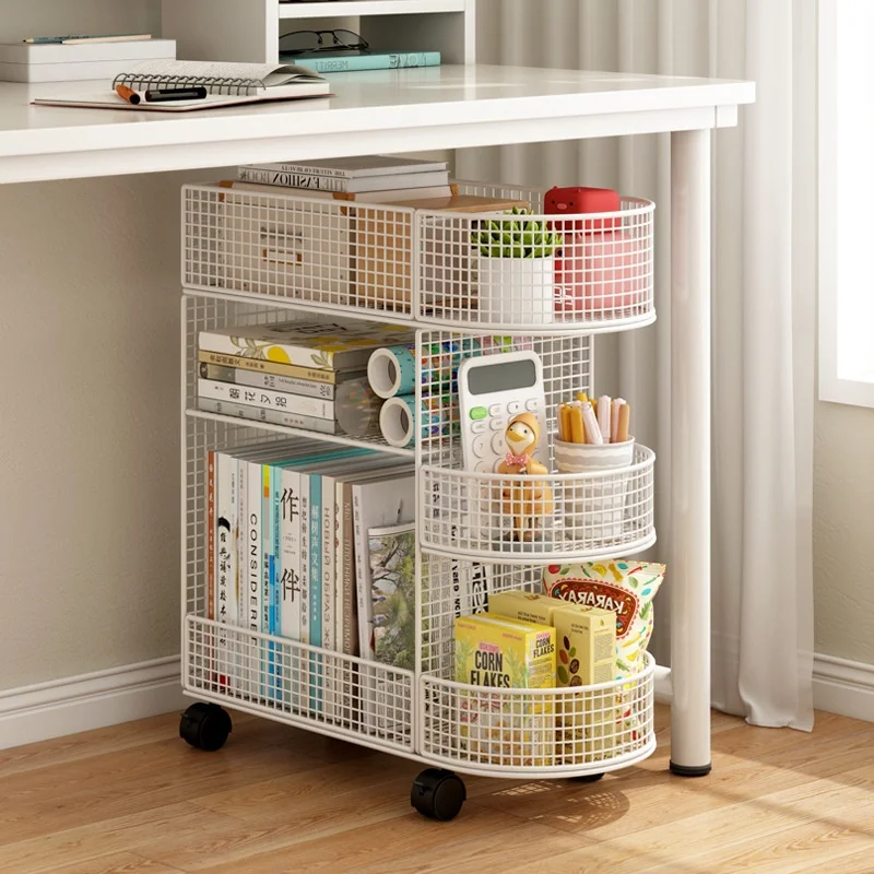 

Bookshelf Under The Desk Floor-standing Movable Storage Rack Beside the Desk student Book Storage bookcase with wheels Home