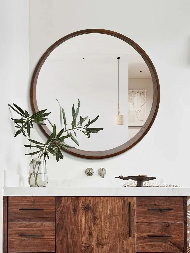 Solid wood bathroom mirror bathroom mirror wall-mounted dresser storage makeup mirror wall-mounted chest