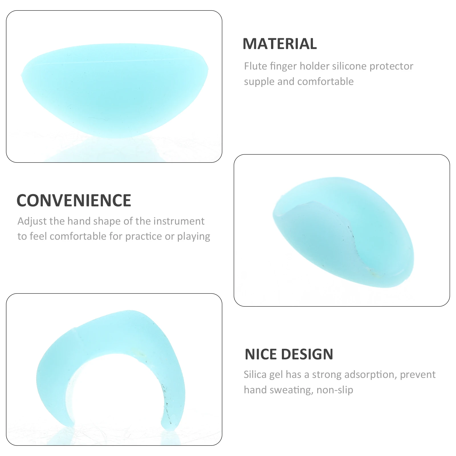 

2pcs Rest Cushion Silicone Finger Protector Flute Accessory Non-Slip Comfortable Support Easy Install Curved Design Durable