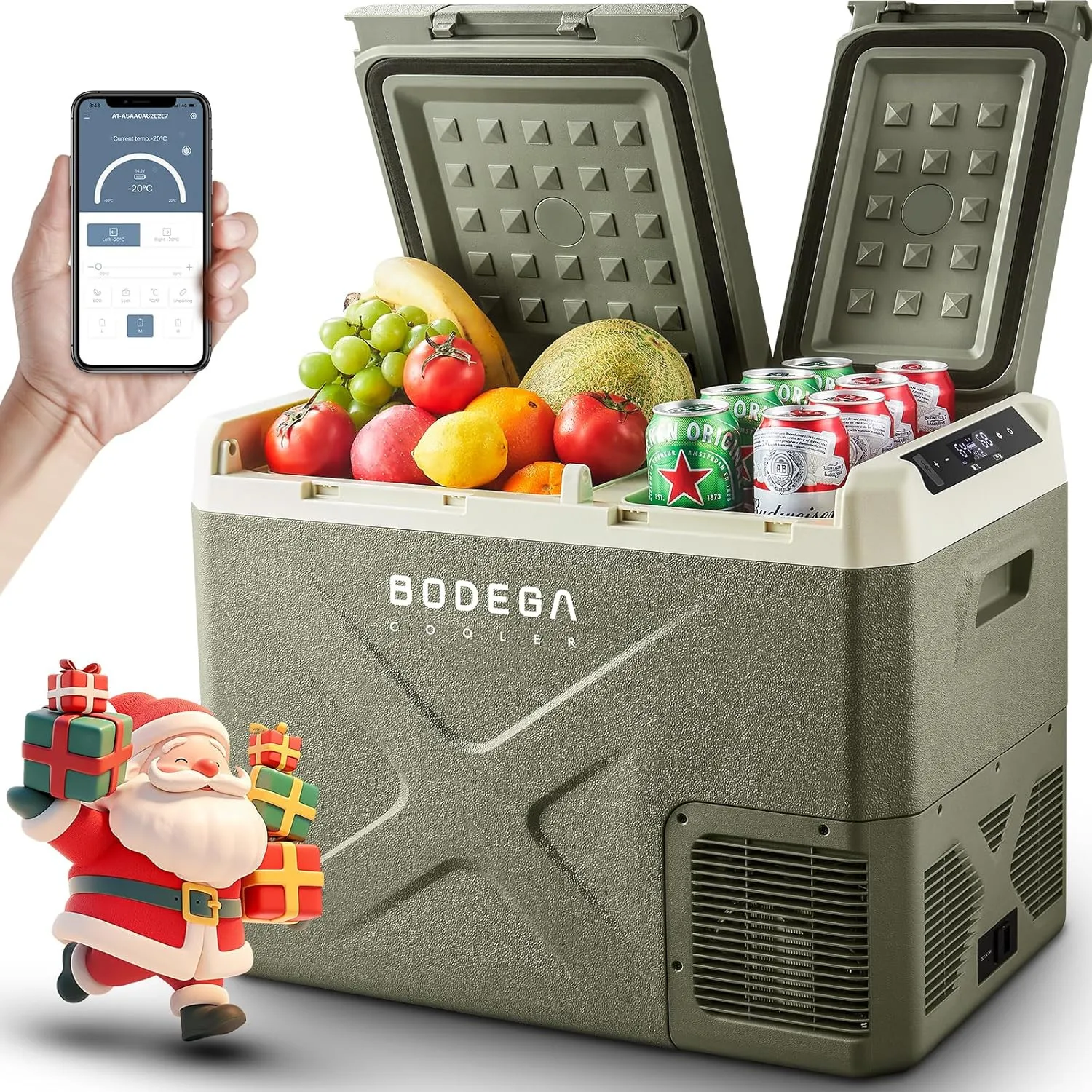

12V Car Refrigerator, 34QT Dual Zone Cooler with APP Control for Travel & Campin