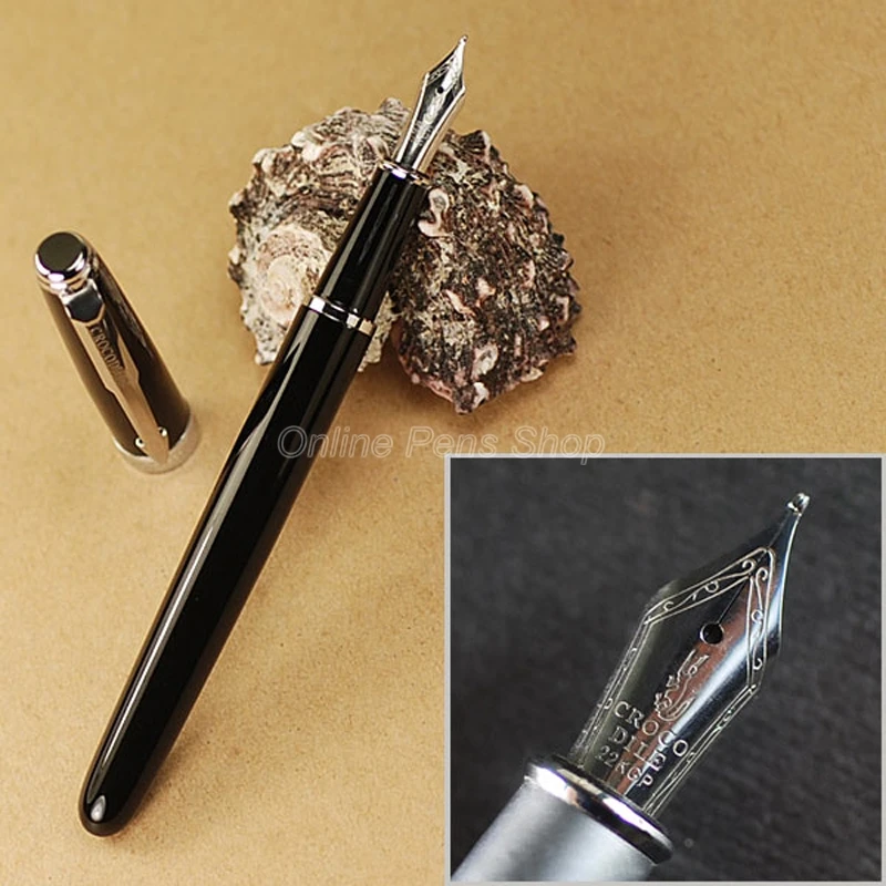 

Crocodile Black & Silver Metal M Nib 0.5mm Fountain Pen CF023