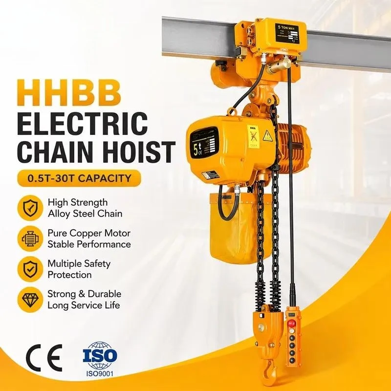 Heavy Duty HHBB Electric Chain Hoist 1-20T Electric Chain Block with Hook Push Trolley Motorized Trolley for Industrial