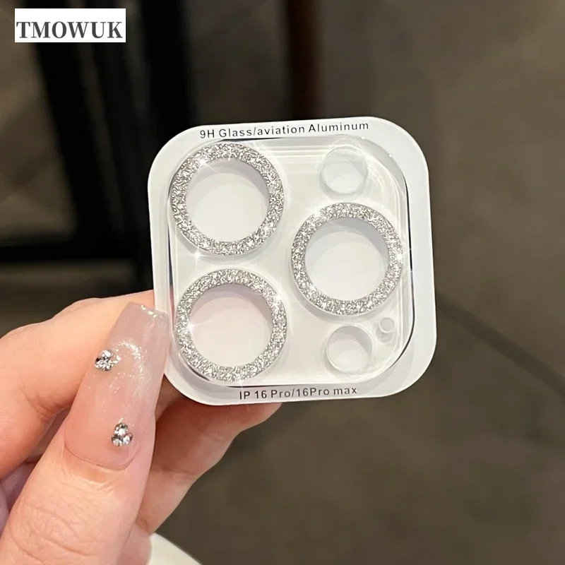 Premium Diamond Glitter Case For Camera Lens And Screen Of IPhone 16 15 14 Pro Max Plus 13 12 11 Pro Max Mini