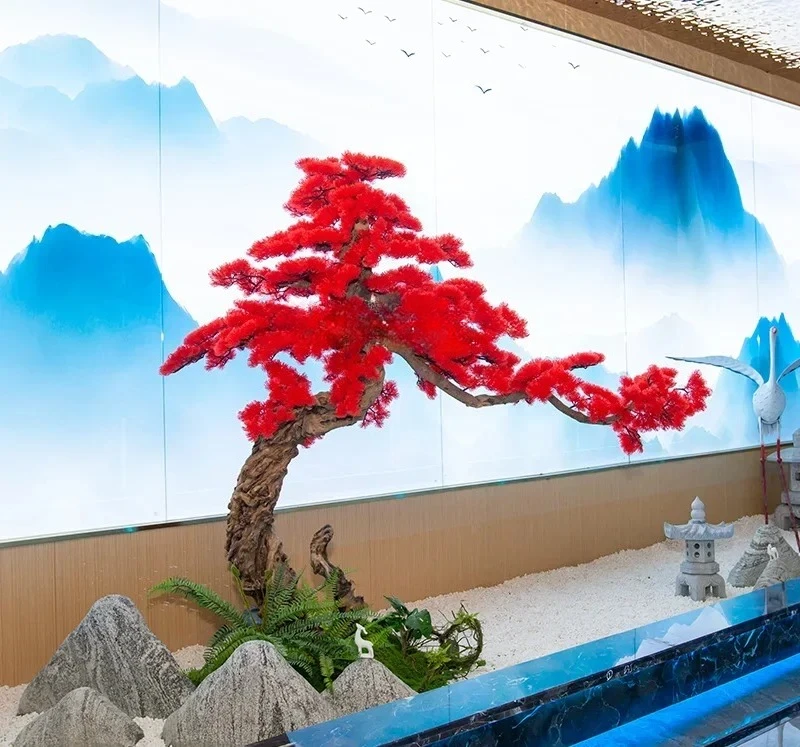 Artificial Pine Landscape Large Welcome Pine New Chinese Hotel Window Indoor Decorative Landscaping Green Plants