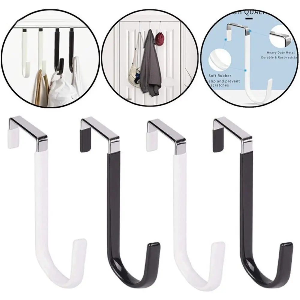 

1Pcs Hanging Organizer Over The Door Hooks Bathroom Bedroom Kitchen Nonstick Non-punching Towel Coats Hangers Metal