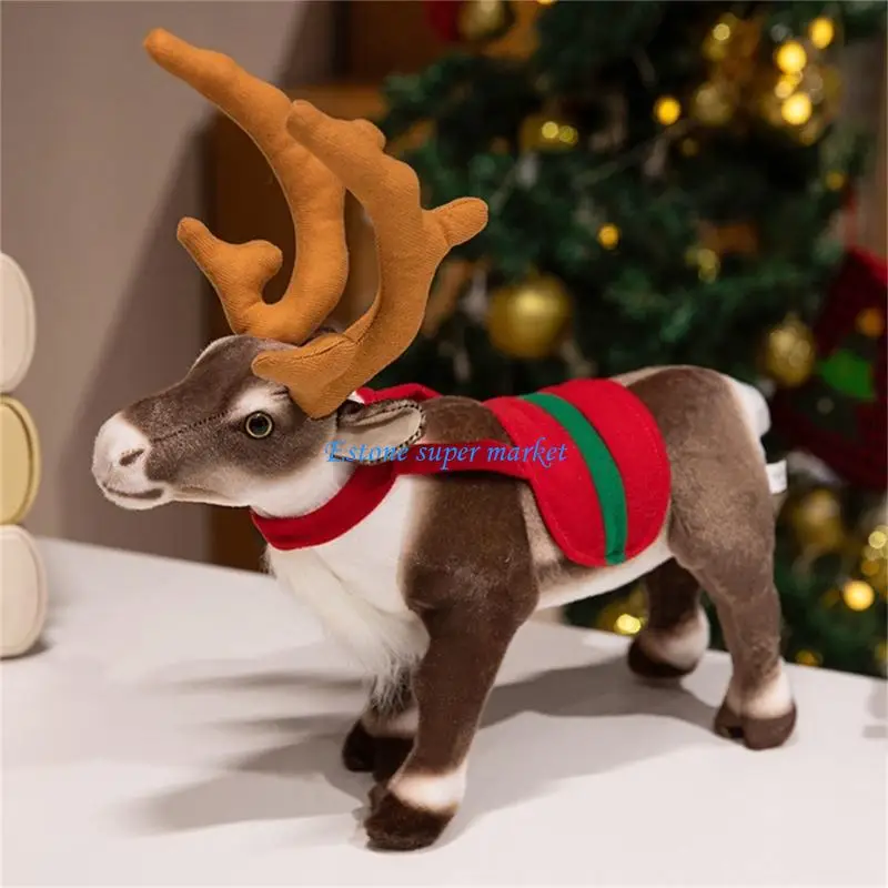 090B Trẻ Nai Sừng Tấm Sang Trọng Búp Bê Đi Ngủ Đồng Hành Thú Nhồi Bông Tuần lộc Quà Tặng Giáng Sinh