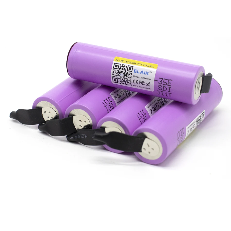 3 pz 35e 18650 3500mah scarica ad alta potenza batteria ricaricabile scarica ad alta potenza, 30a ad alta corrente + DI + foglio DI nichel fai da te