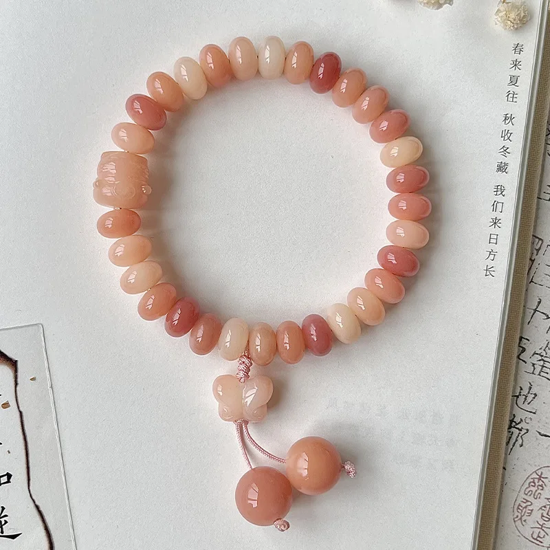 Butterfly Shadow Bodhi Root Pink Floating Flower Abacus Bead Bracelet Summer 2026 Bestie Playable Wrist Jewelry Gifts