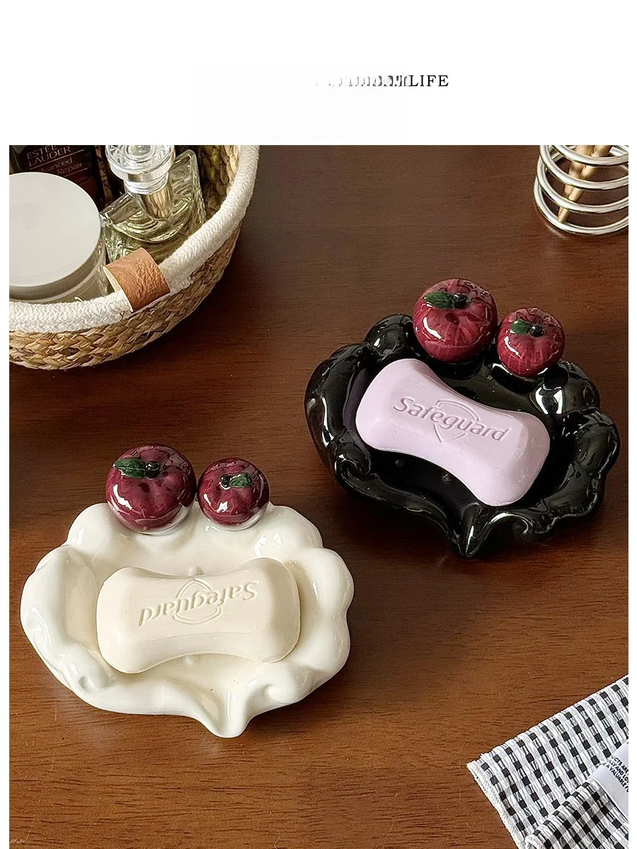 Luxury Ceramic Soap Dish Soap Plate Handwashing Stand Fruit Snake  Storage Shelf Three Life Brand  Trend for Everyone