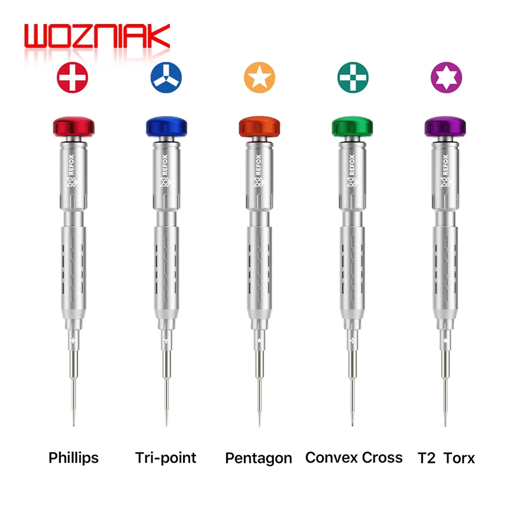 REFOX RS2 Precision Screwdriver Kit Convex Cross Torx T2 Y0.6 Pentalobe Phillips for Phone Tablet Watch Repair Opening Tool