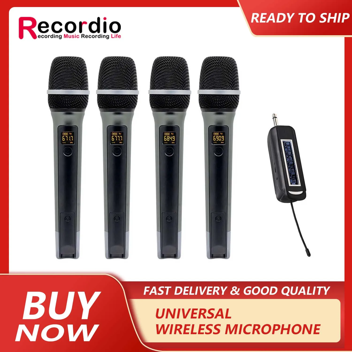 

GAW-RM60 Recordio Professional UHF Wireless Microphone Transmitter Receiver System Handheld Karaoke Microphone