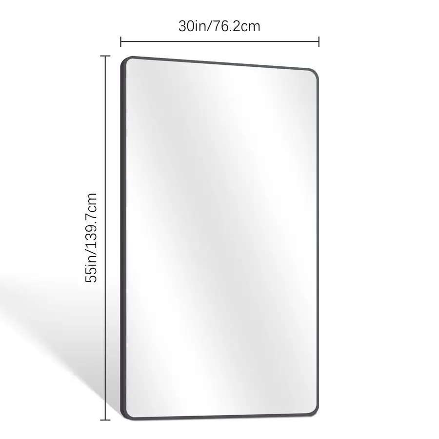 x 55Bathroom Mirror, Matte Black Wall Mirror with Metal Frame, Decorative Rectangular Vanity Mirror for Bedroom Bathroom Living