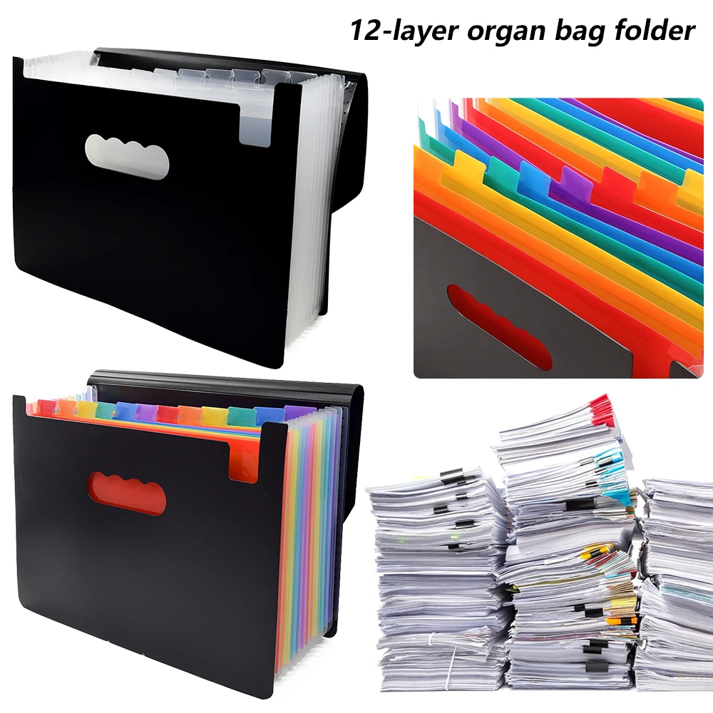 

Expanding File Folder 13 Pockets File Organizer A4 Letter Size Filling Box Expandable Desktop Folder PP Paper Document Coupon