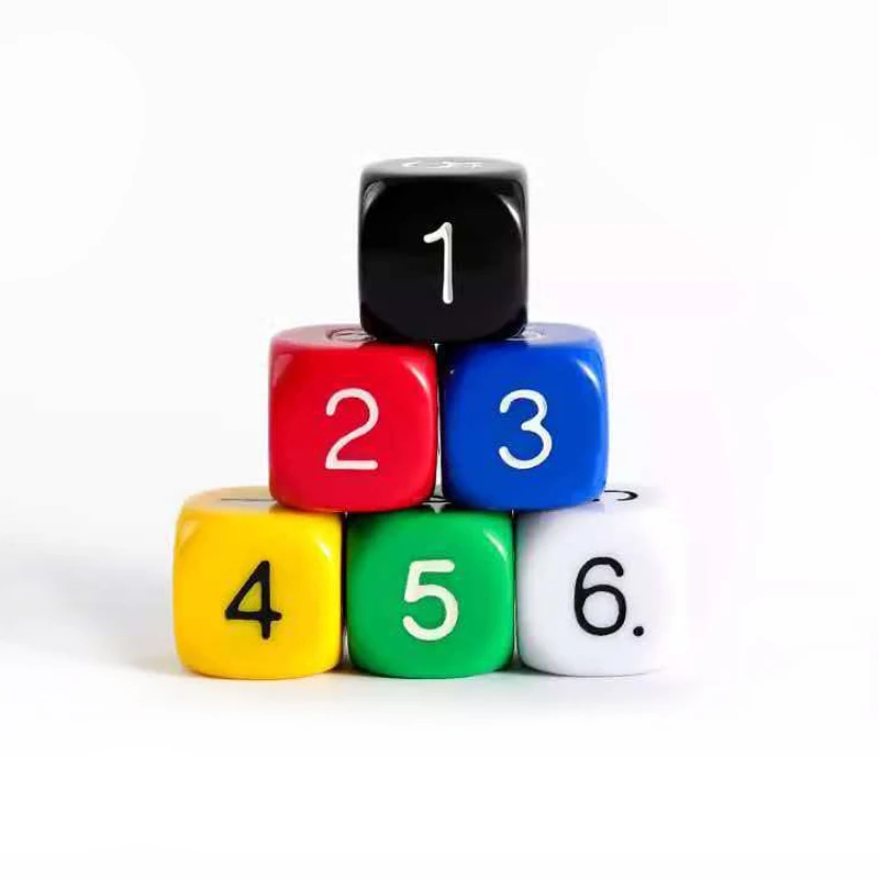 Rounded Corner Dices Cubes Number Acrylic 16mm Assorted Educational Learning Math Toys Classroom Prizes Board Games Accessories
