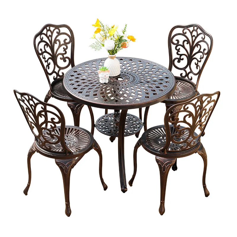 

Source Factory Outdoor Table and Chair Courtyard Cast Aluminum Die Casting Leisure Balcony Villa Round