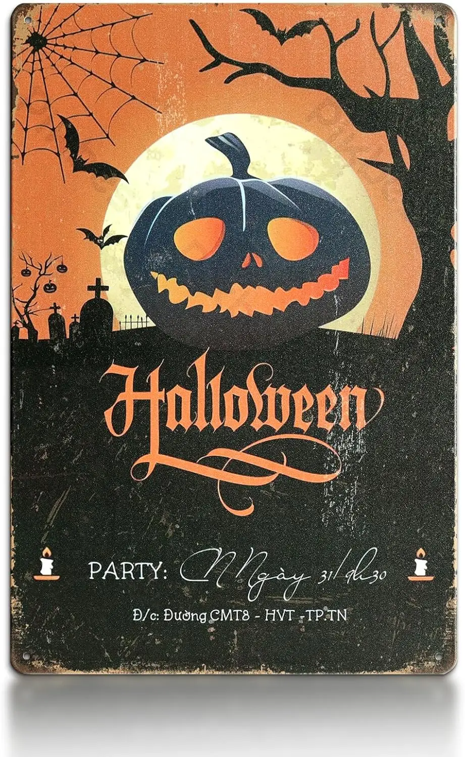 Винтажная металлическая жестяная вывеска Kercan, декор на Хэллоуин, вывески в виде тыквы, кухня, гостиная, ванная комната, настенный декор, украшения для дома и улицы