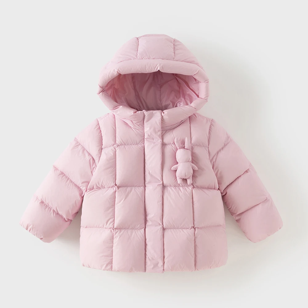 Dave Bella Children Coat Autumn Winter Girls White Duck Down Jacket Waterproof Hooded Plush Top Outerwear Kids Clothes DB4243227