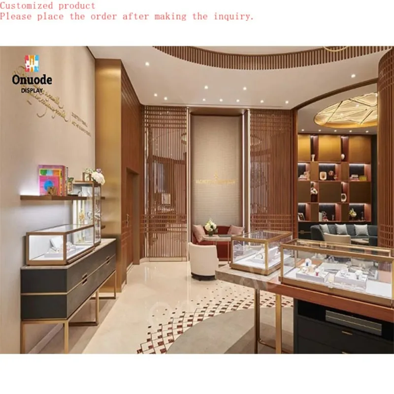 

Custom.Customized Shopping Mall Watches Gold Jewel Shop Fixture Showcase Full Store 3D Rendering Jewellery Shop Design