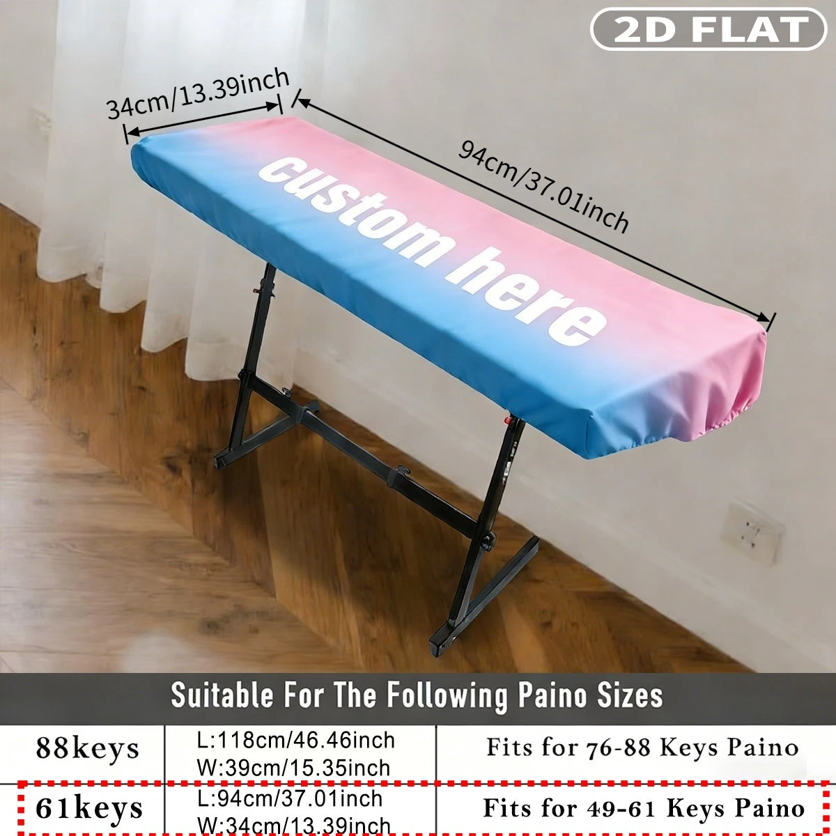 1pc Personalized 61/88 Keys Piano Keyboard Dust Cover Party Packs, Dirtproof Stretchy Digital Piano Protector, Washable Cover - view 6