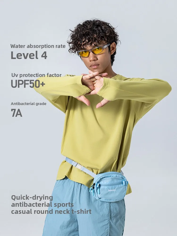 6 Colors Outdoor Hiking Men's Round Neck Long Sleeved T-shirt Autumn Moisture Wicking Antibacterial Korean Sports T-shirt