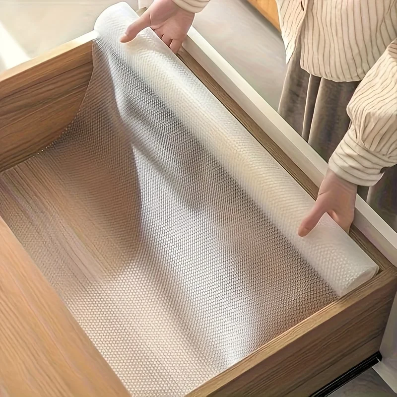EVA Transparent Drawer Mats Adhesive-Free No-Stick Kitchen Cabinet Mats Wardrobe Shoe Cabinet Mats Countertop Anti-Slip Mats.