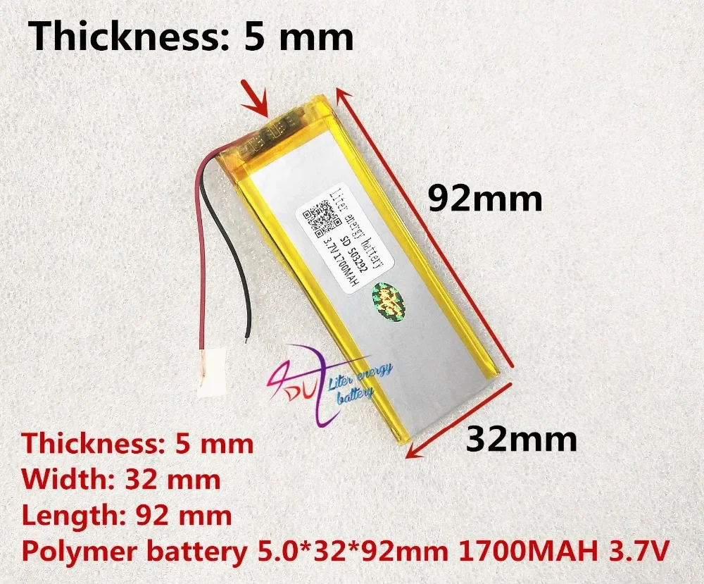 tablet battery 3.7V 053292 lithium polymer battery 503292 1700mAH MP3 MP4 MP5 navigation electronic equipment