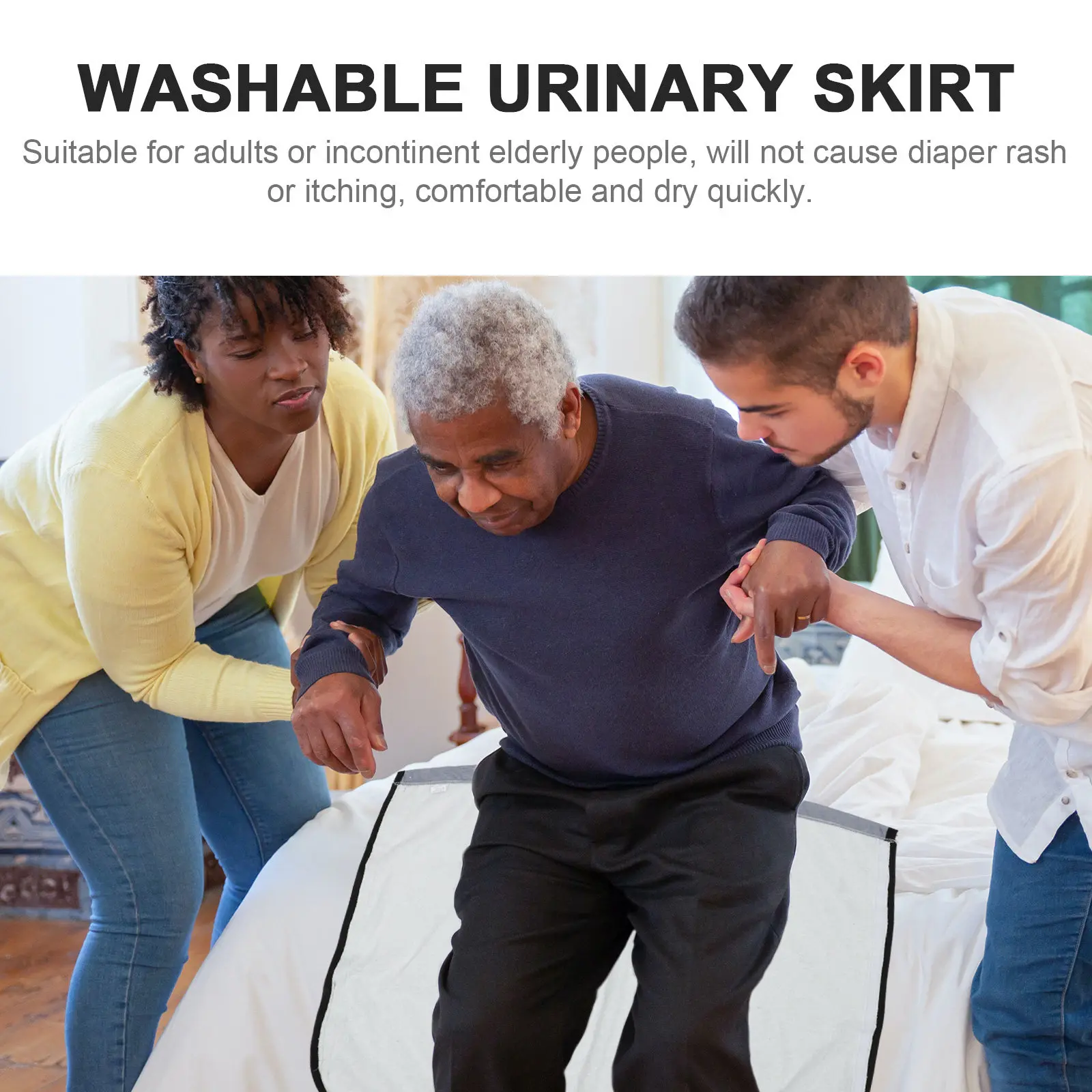 1Pcs Reusable Adult Diaper Skirt Waterproof Urinary Incontinence Solution for Elderly Nighttime Bed Use Comfortable Skin