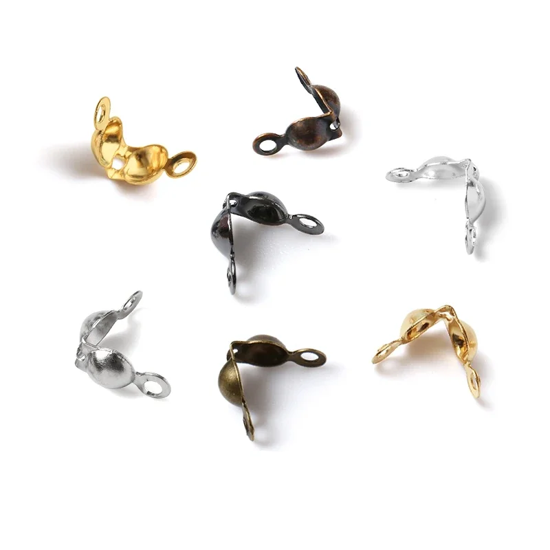 200pcs/lot Connector Clasps Fitting 4*8mm Ball Chain End Crimp Beads Caps Findings For Jewelry Making Accessories Supplies DIY