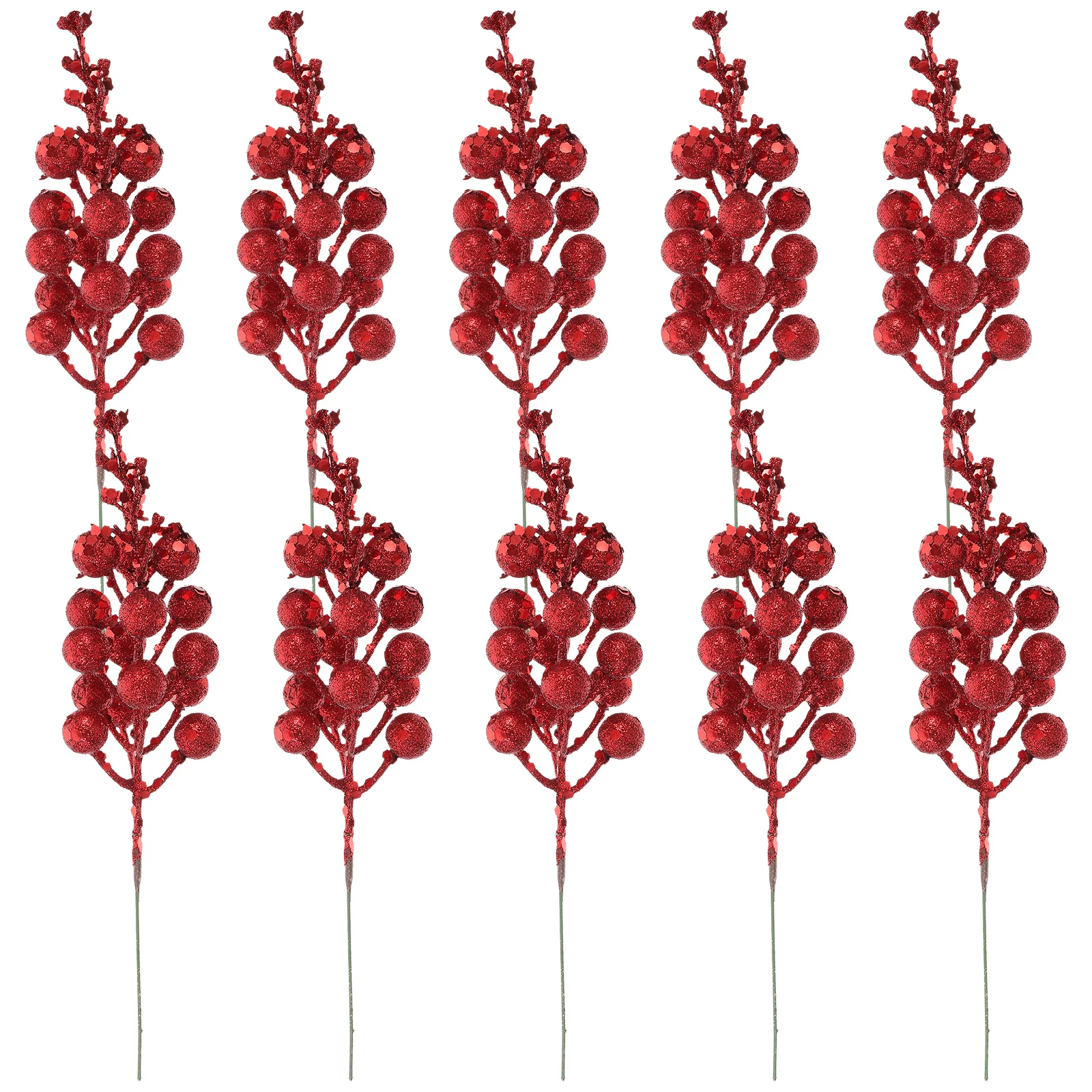 

10pcs Glitter Artificial Stems Fake Berry Branch For Christmas Tree Wreath Decorations Diy Berry Picks Xmas Winter Party