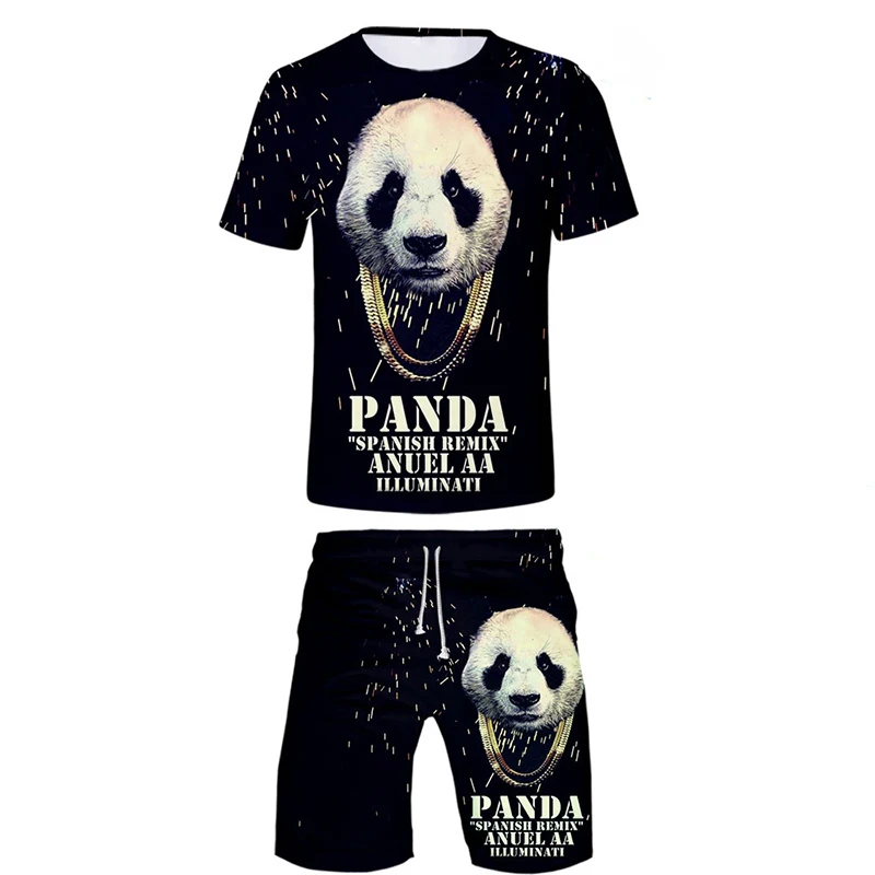 

2025 Summer 3D Printed T-shirt and Shorts Sports Camping Set, Polyester Fiber Daily Casual Two-piece Set