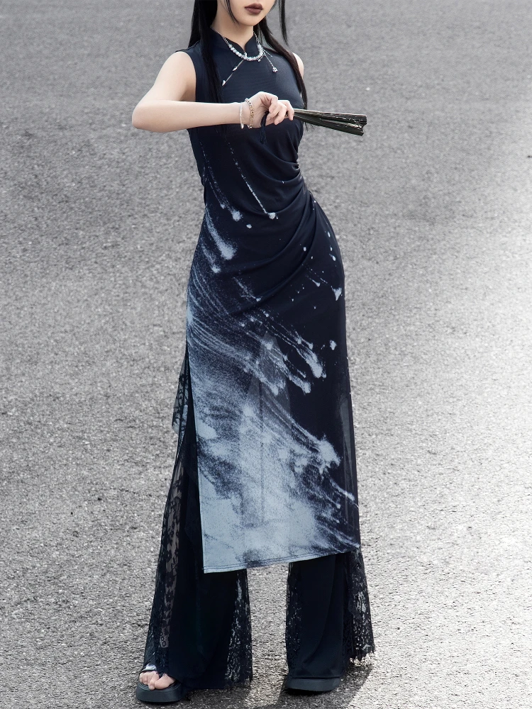 

Вязаное платье-ципао Bla Meteor для женщин: обновленное китайское вечернее платье в винтажном стиле, длинная юбка, традиционный китайский дизайн