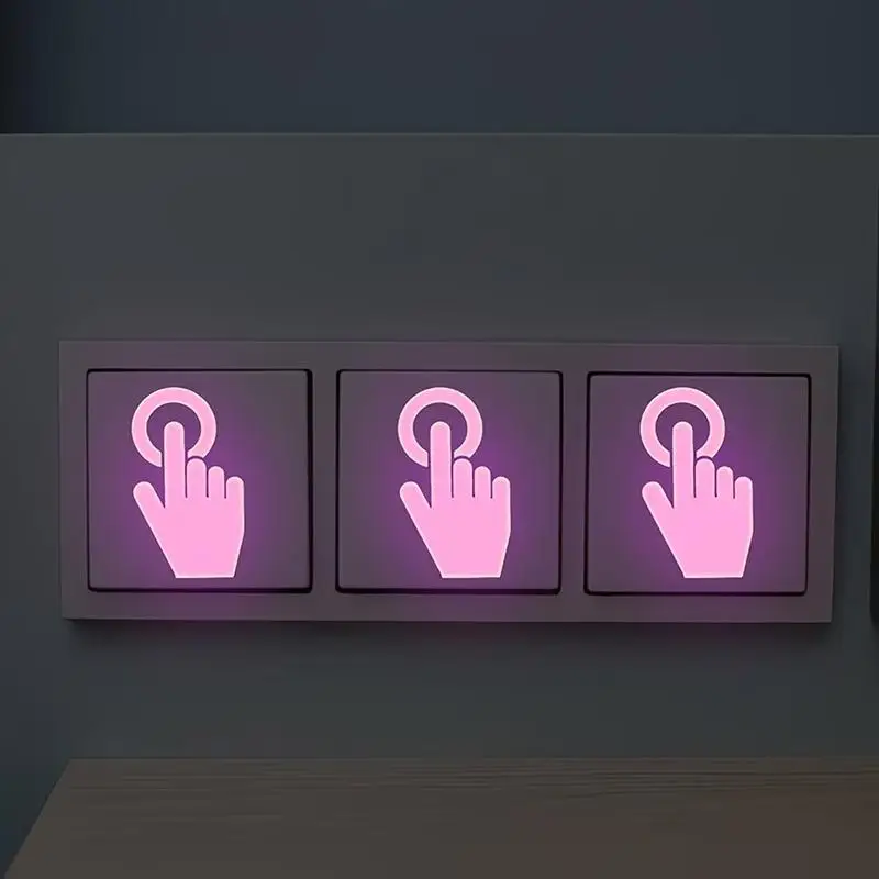 Glow in Dark Indicator Button Decals Waterproof Self-Adhesive Luminous Stickers for Light Switch Stair Motorcycle Garage Use