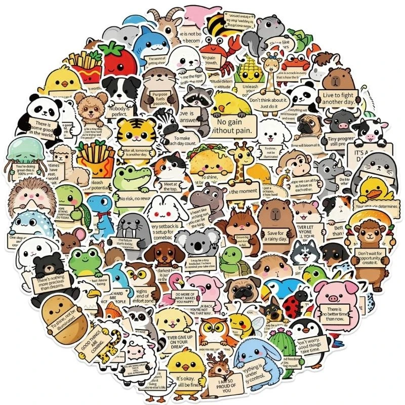 PVC Animal Emotion Stickers 100Pcs Reusable Kids Safe Decoration For Electronics 