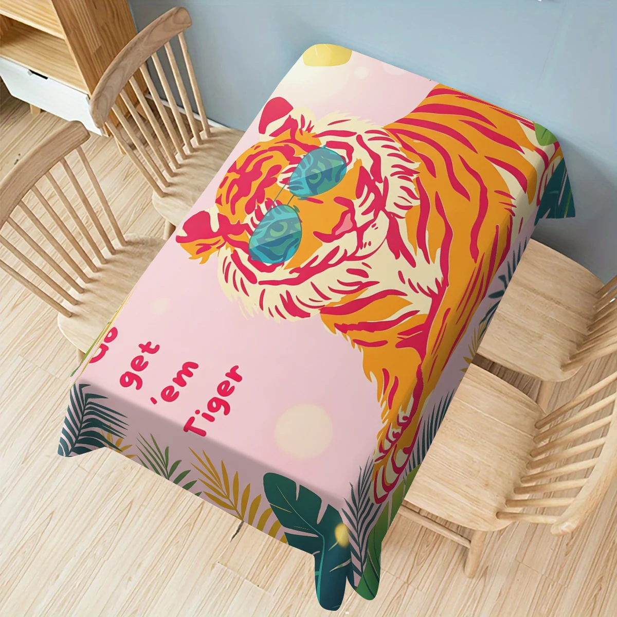 Stylish Victory Hand Gesture Pattern Polyester Tablecloth - Decorative Dining Table Cover, Lovely Home Kitchen Table Decoration
