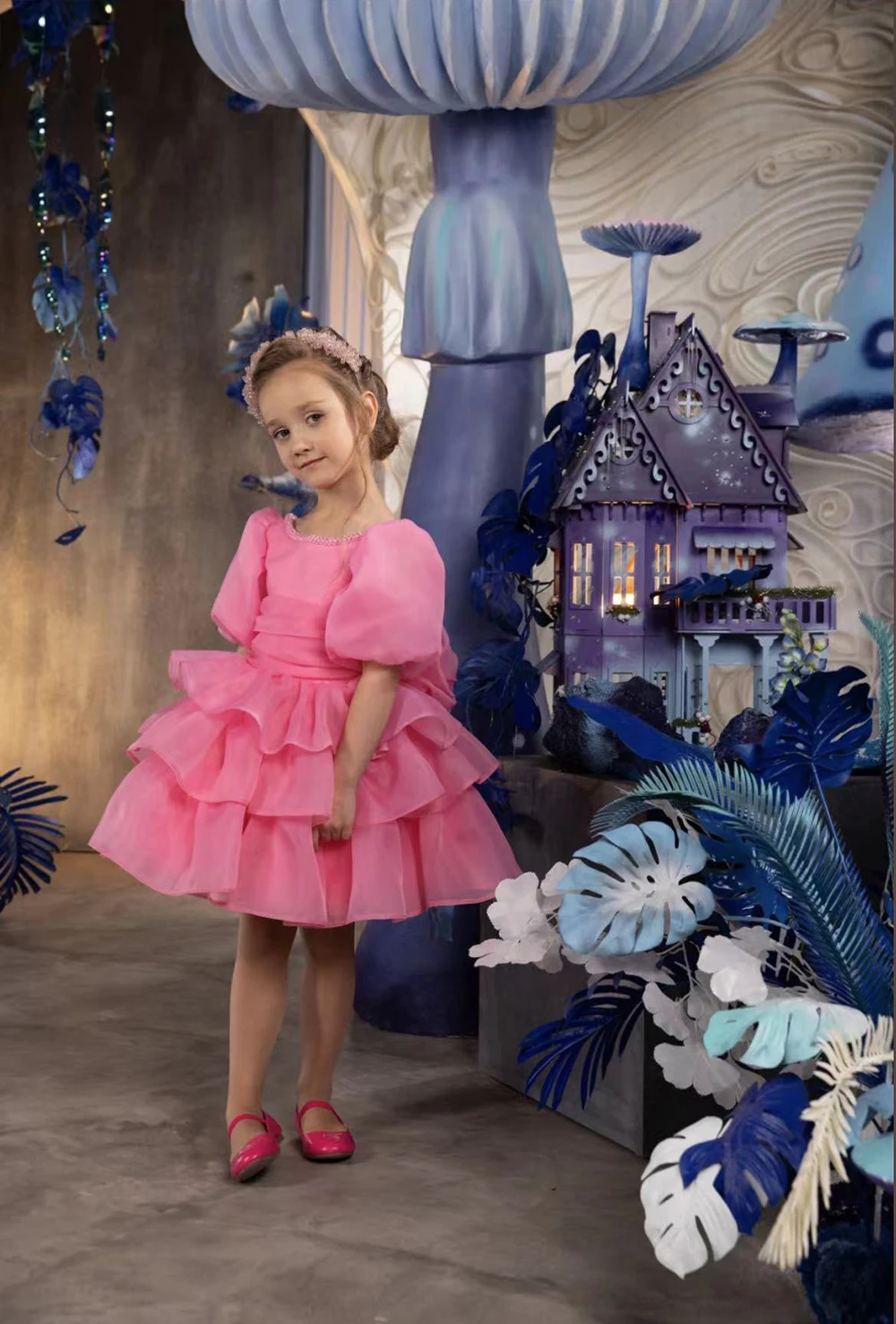 Vestido da menina de flor com cauda destacável manga curta arco vestidos de baile princesa festa de casamento primeira comunhão vestido de aniversário personalizado