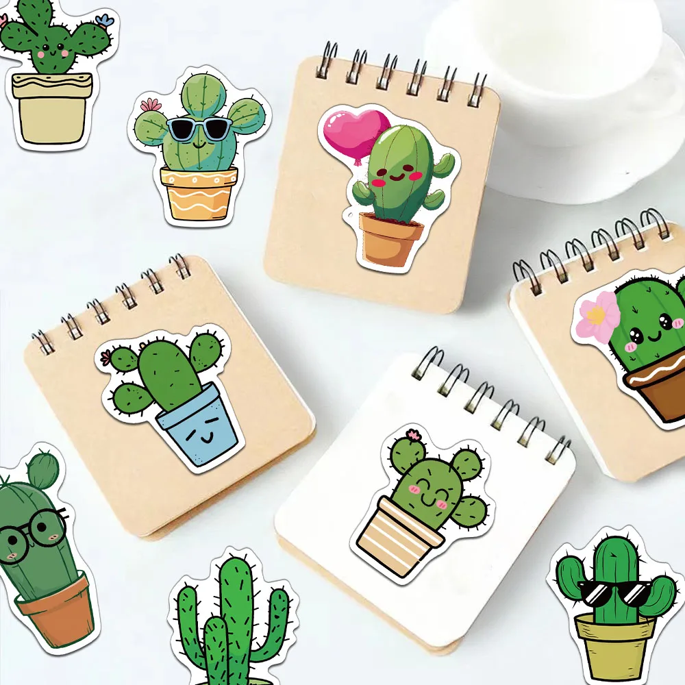 50PCS Creative Cartoon Cactus Stickers Handmade Account Decoration DIY Water Cup Skateboard Notebook Personalized Stickers