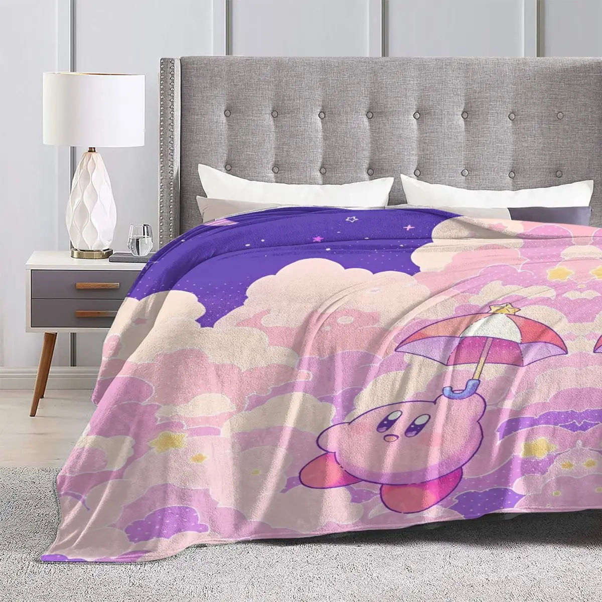 Cute Kawaii Kirbys Knitted Blankets Fleece Cartoon Soft Throw Blankets for Bedroom Sofa Bed Rug